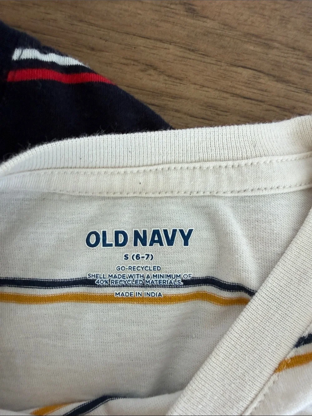 Old Navy Kids Long Sleeve Tees Cream, Navy & Gold Striped Long Sleeve Tee